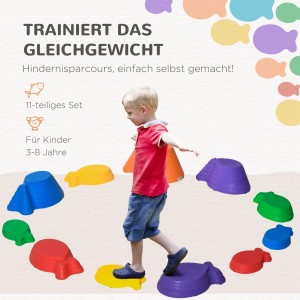 Outsunny Flusssteine: 11er Set Balanciersteine für Kinder, rutschfest und farbenfroh.