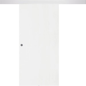 Weiße Holzschiebetür Livo (205x95 cm) mit Alu-Griff und Schienensystem für moderne Raumgestaltung.