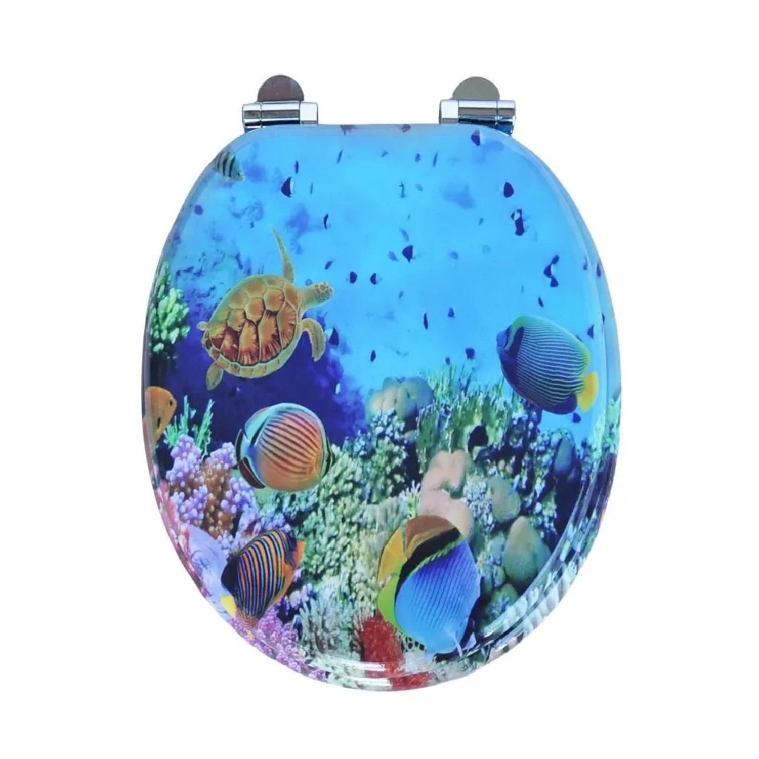Sinobath WC-Sitz Oval mit Absenkautomatik Unterwasserwelt Schildkröte Fisch