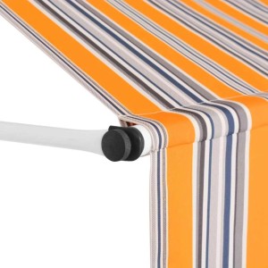 vidaXL Einziehbare Markise Handbetrieben 400 cm Gelb/Blau Gestreift 43230