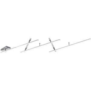 Moderne, dimmbare LED-Deckenleuchte Indira in Nickel matt mit schwenkbaren Elementen für indirekte Beleuchtung.