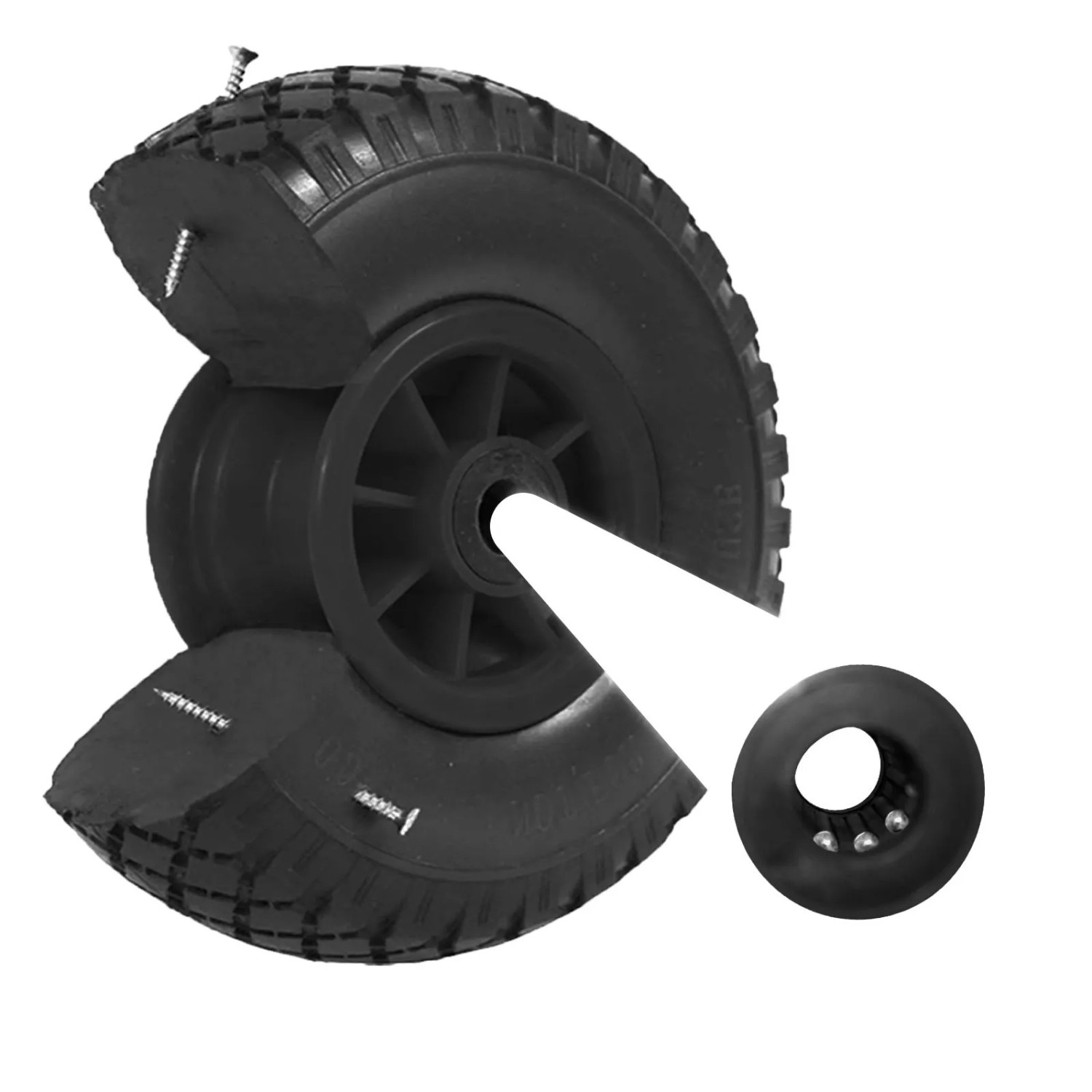 TRUTZHOLM Sackkarrenrad PU Rad 260x85mm 3.00-4 75mm Zentrierte Nabe Durchmesser 20mm Schwarz