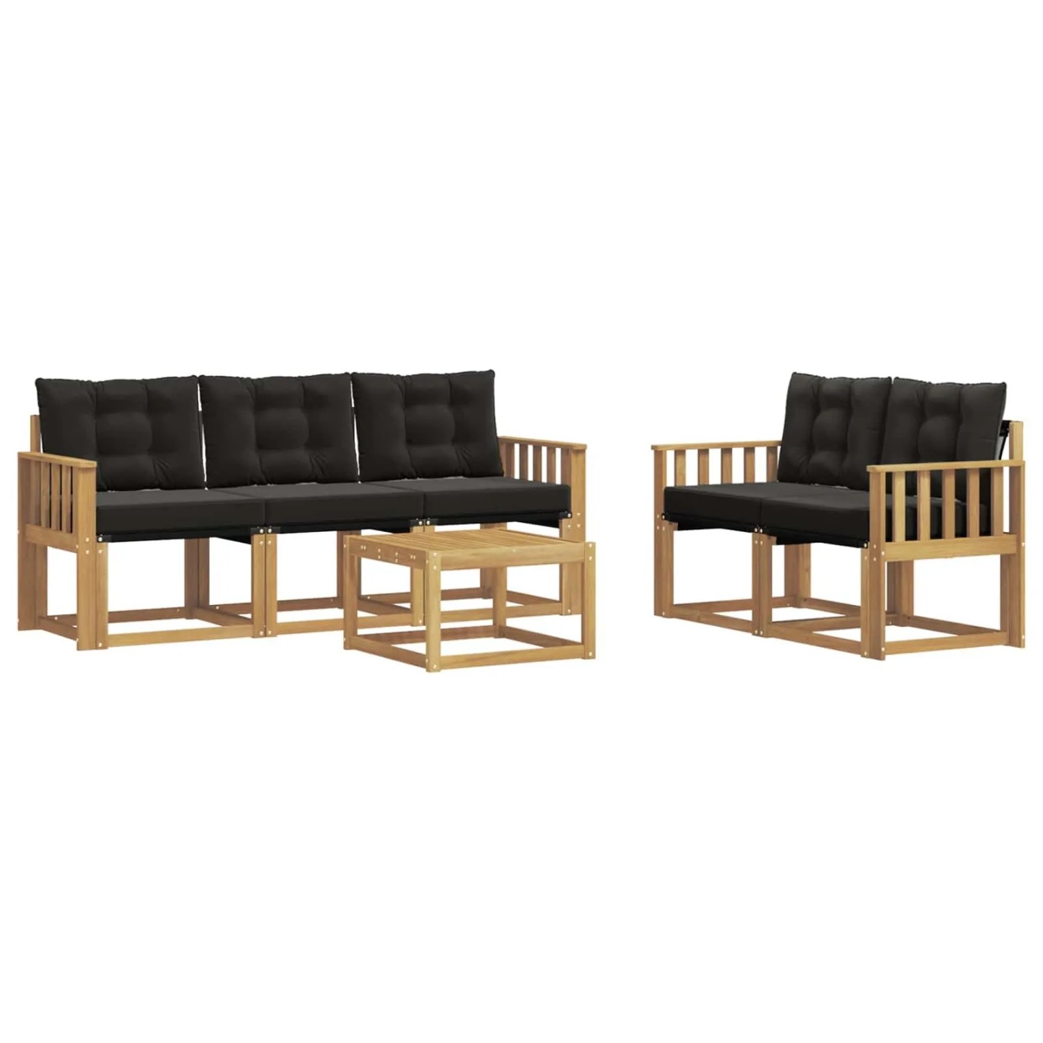 vidaXL Outdoor-Sofagarnitur mit Kissen 6-Tlg Weiß und Schwarz 3389210
