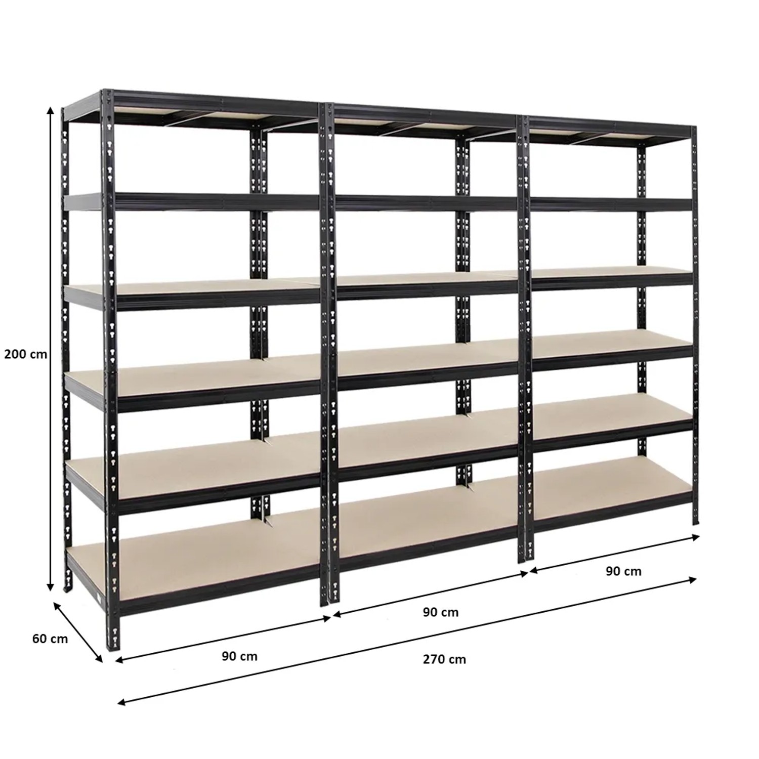 PROREGAL Schwerlastregal 3x 200 x 90 x 60 cm 265 kg 6 Ebenen Schwarz kaufen bei OBI