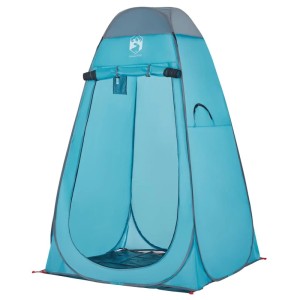 Blaues Pop-Up Sichtschutzzelt aus Polyester, wasserdicht. Ideal als Umkleidezelt für Camping & Outdoor.