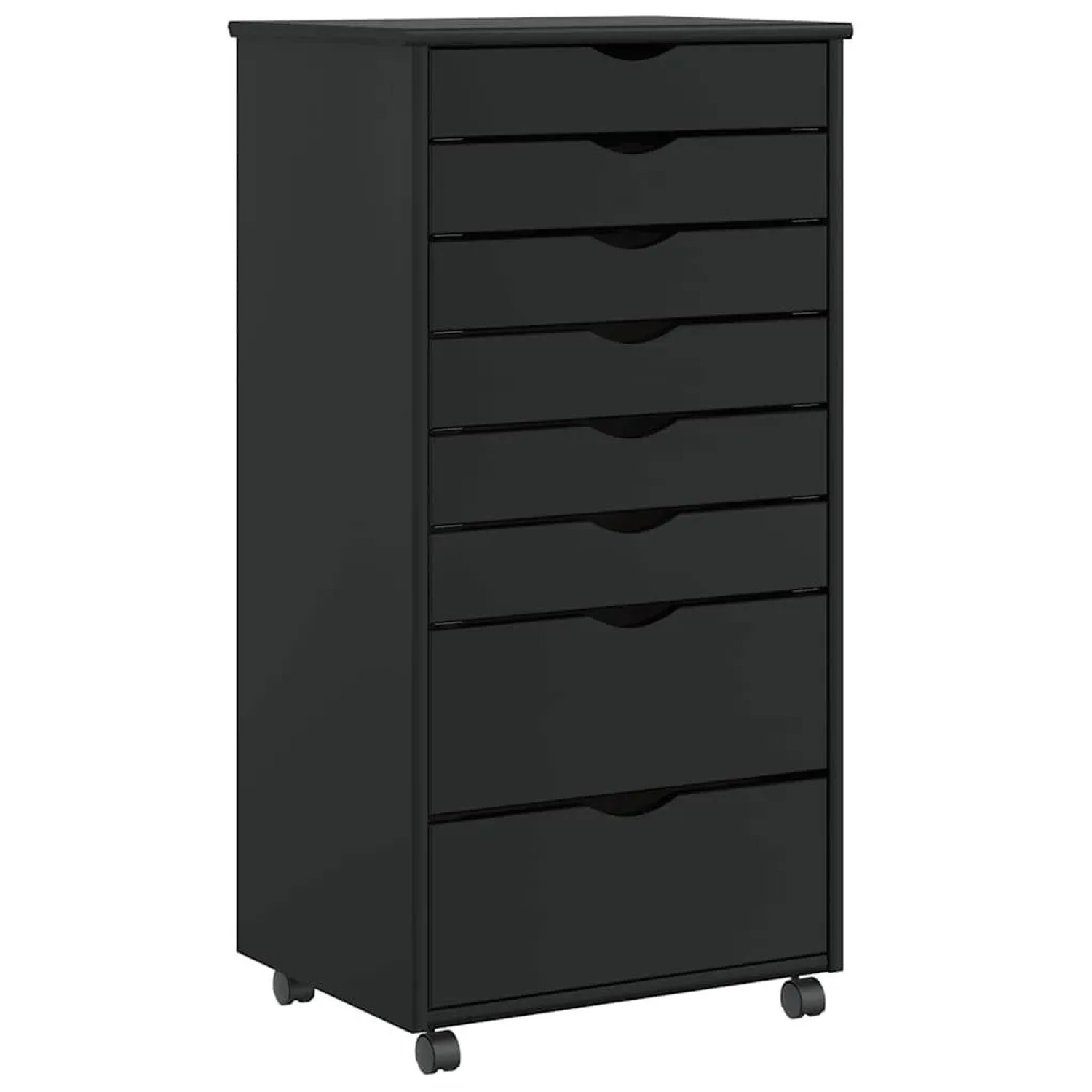 vidaXL Rollschrank mit Schubladen MOSS Schwarz Massivholz Kiefer 4015788