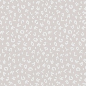 Creme-weiße Vliestapete mit Buchstaben- und Leo-Muster, Bricoflor Silber, ideal für Bad und Schlafzimmer.