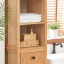 SoBuy Badezimmerschrank BZR95-N aus MDF in Natur mit Wäschesack und offenen Fächern.