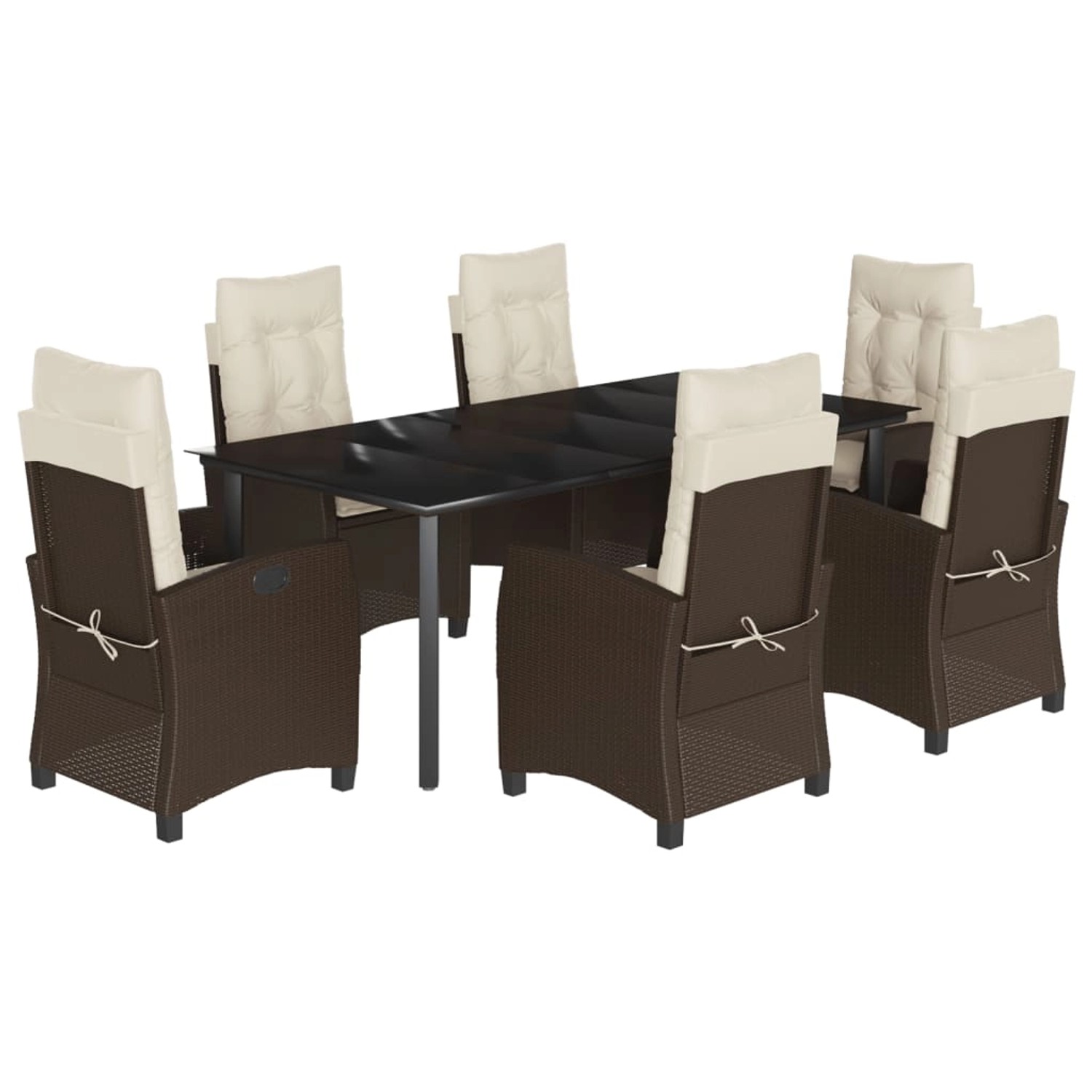 vidaXL 7-Tlg Garten-Essgruppe mit Kissen Braun Poly Rattan 3212779 günstig online kaufen
