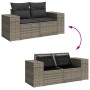 Graue 9-tlg. vidaXL Garten-Sofagarnitur aus Rattan mit Kissen und Stauraum.