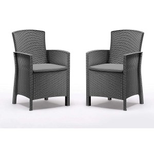 BICA Lido 2er Set Gartensessel in Anthrazit mit Sitzkissen, wetterfest.