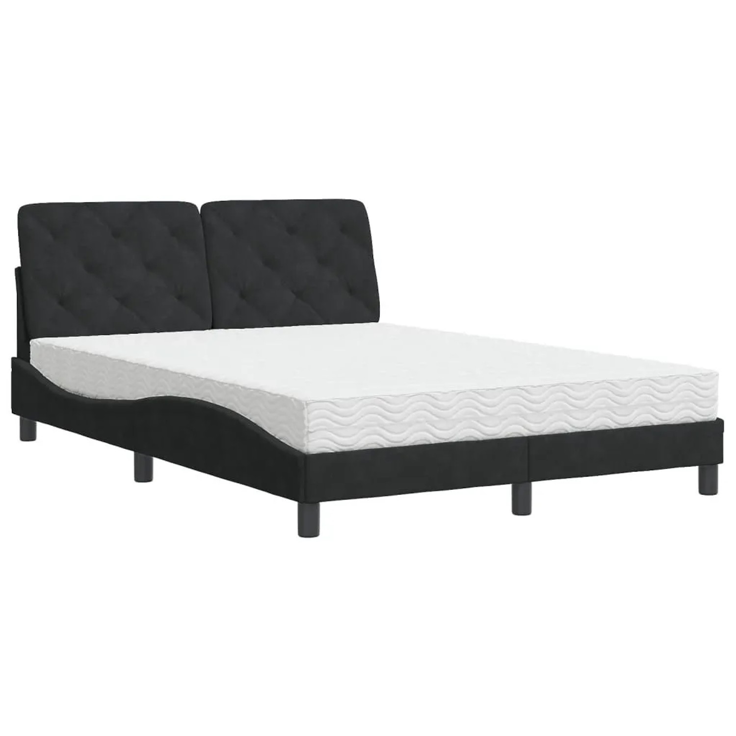 vidaXL Bett mit Matratze Schwarz 120x200 cm Samt 3208648