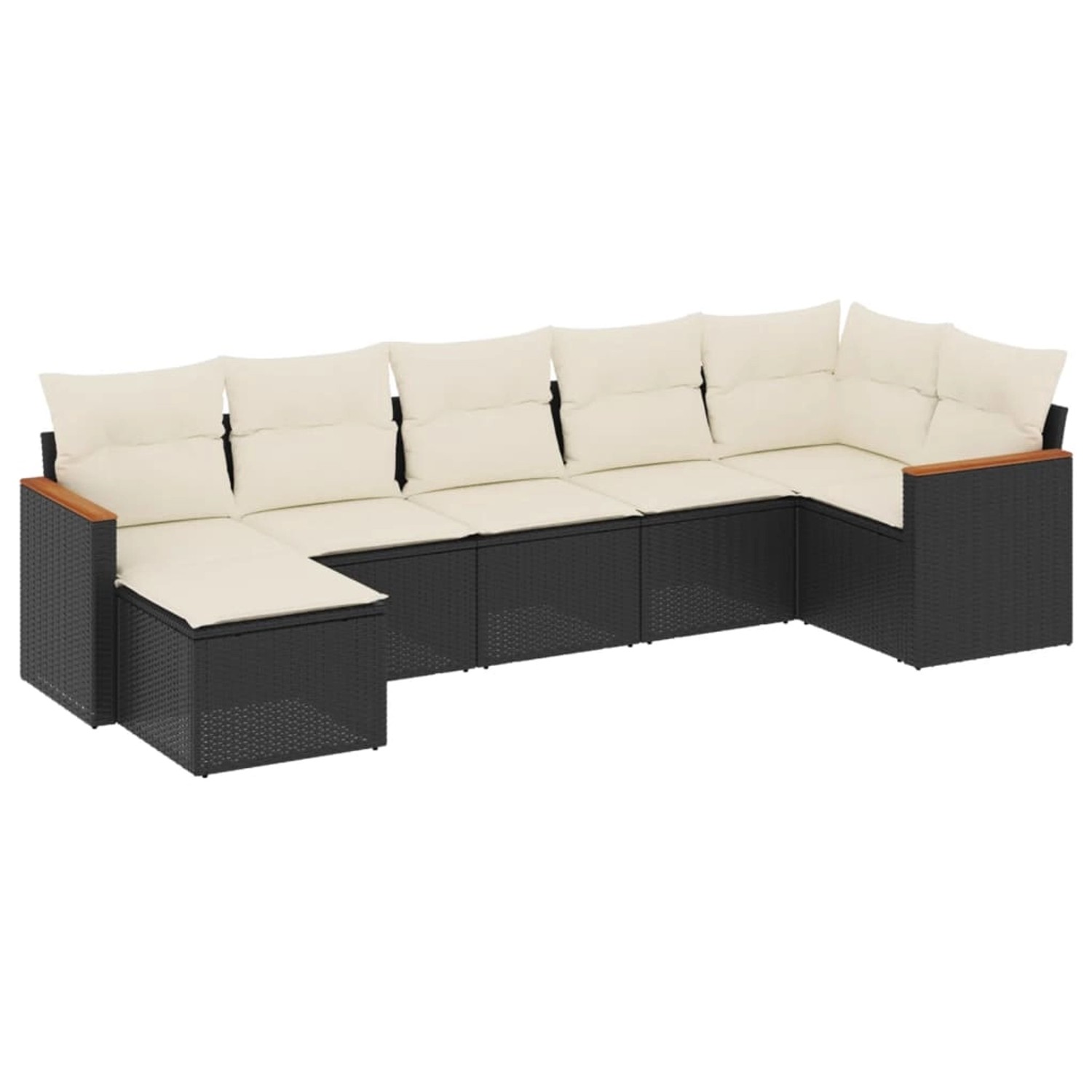 vidaXL 7-Tlg Garten-Sofagarnitur mit Kissen Schwarz Poly Rattan 3258591 günstig online kaufen
