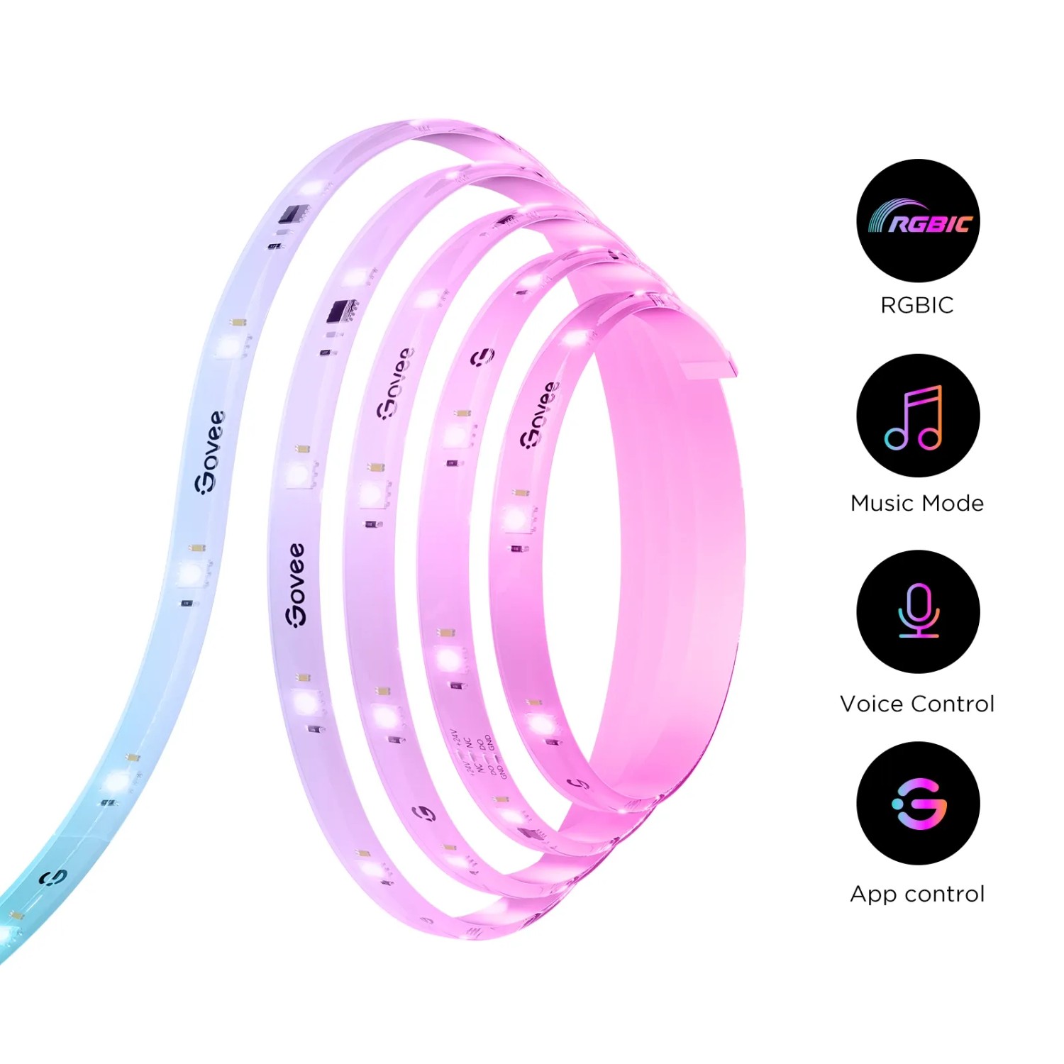 Govee LED-Leuchtband H612F S 3 m, flexibler LED Streifen mit Farbwechsel und App Steuerung.