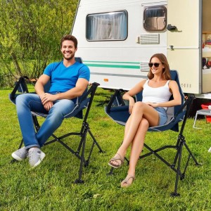 Costway Campingstuhl Faltbar mit Verstellbarer Rückenlehne Blau
