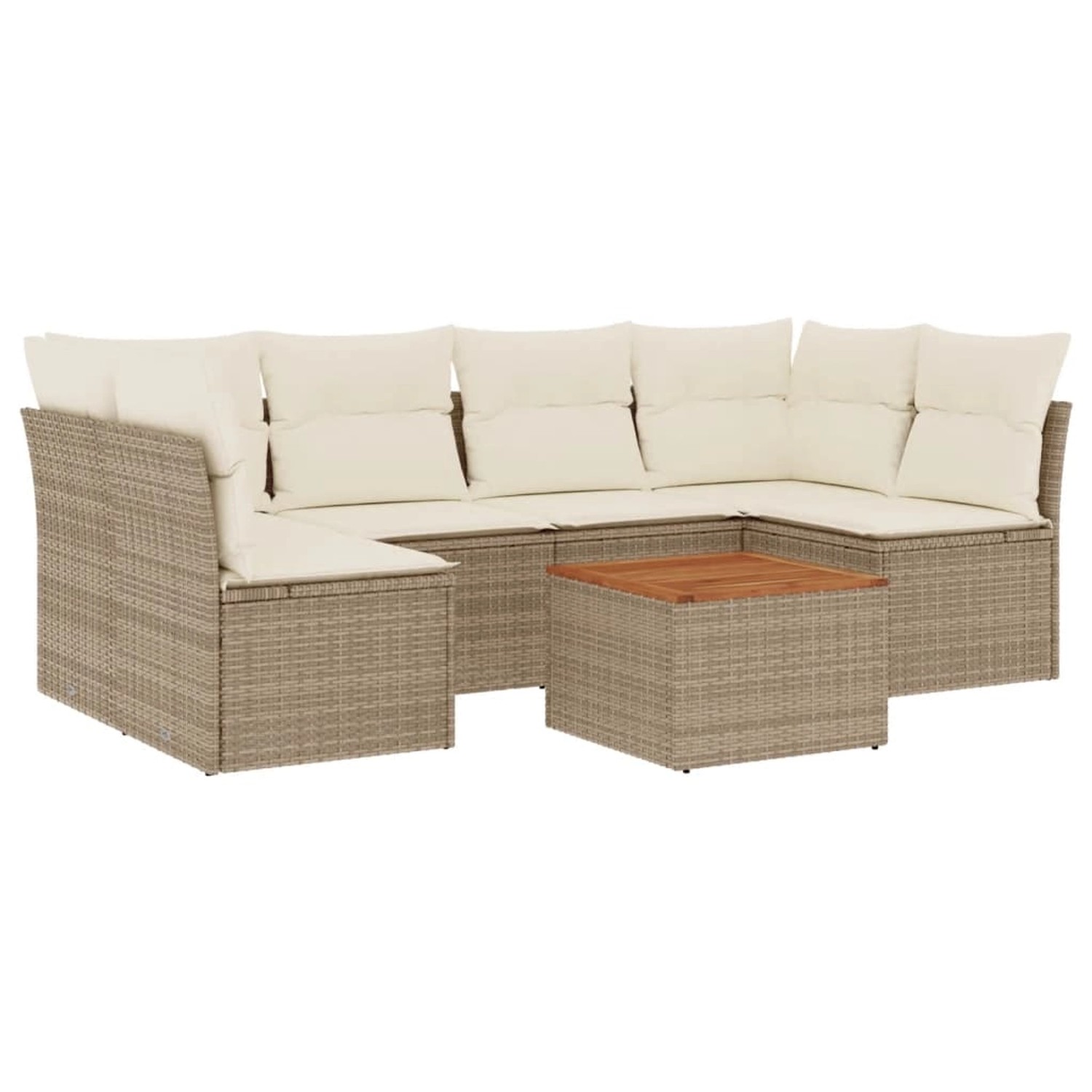 vidaXL 7-Tlg Garten-Sofagarnitur mit Kissen Beige Poly Rattan 3255890 günstig online kaufen