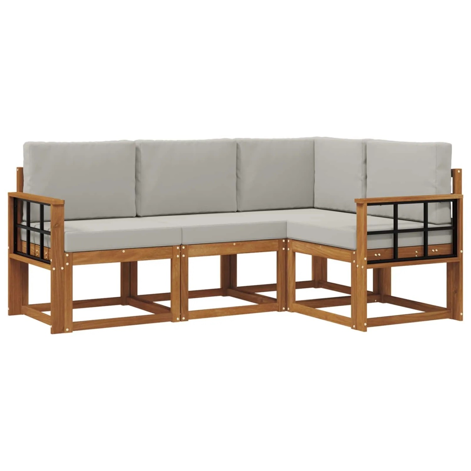 vidaXL Outdoor-Sofagarnitur mit Kissen 4 Stk Natur und Hellgrau 3366334