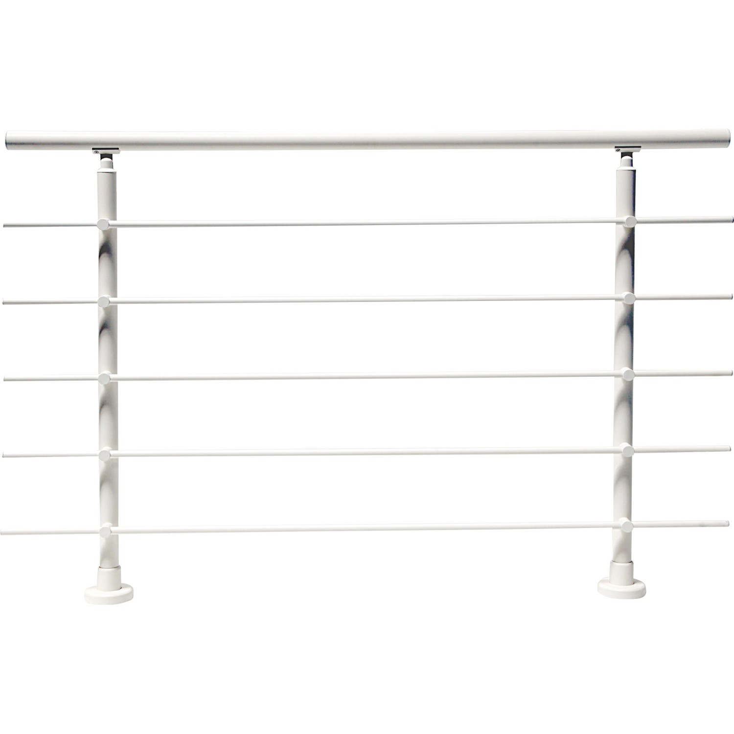 Dieda Geländerset Aluminium Weiß waagerechte Rundstäbe 100 cm x 150 cm