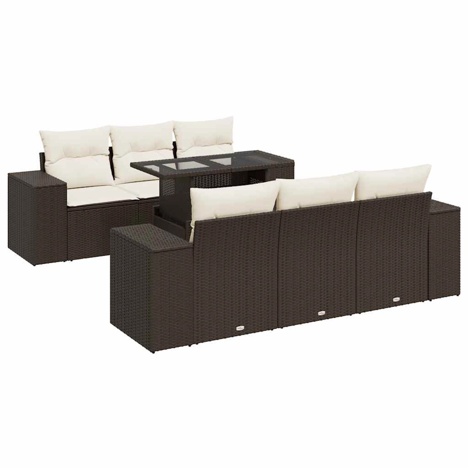 vidaXL 7-Tlg Garten-Sofagarnitur mit Kissen Braun Poly Rattan 3326744 günstig online kaufen