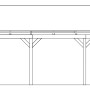 Technische Zeichnung: Skan Holz Carport Fichtelberg, Doppelcarport mit Dachlattung, Seitenansicht.