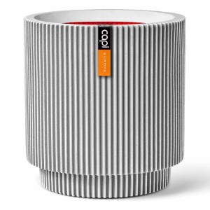 Elfenbeinfarbener Capi Pflanztopf Zylinder Groove, 43,5x46cm, mit vertikalen Rillen für Innen- und Außenbereich.