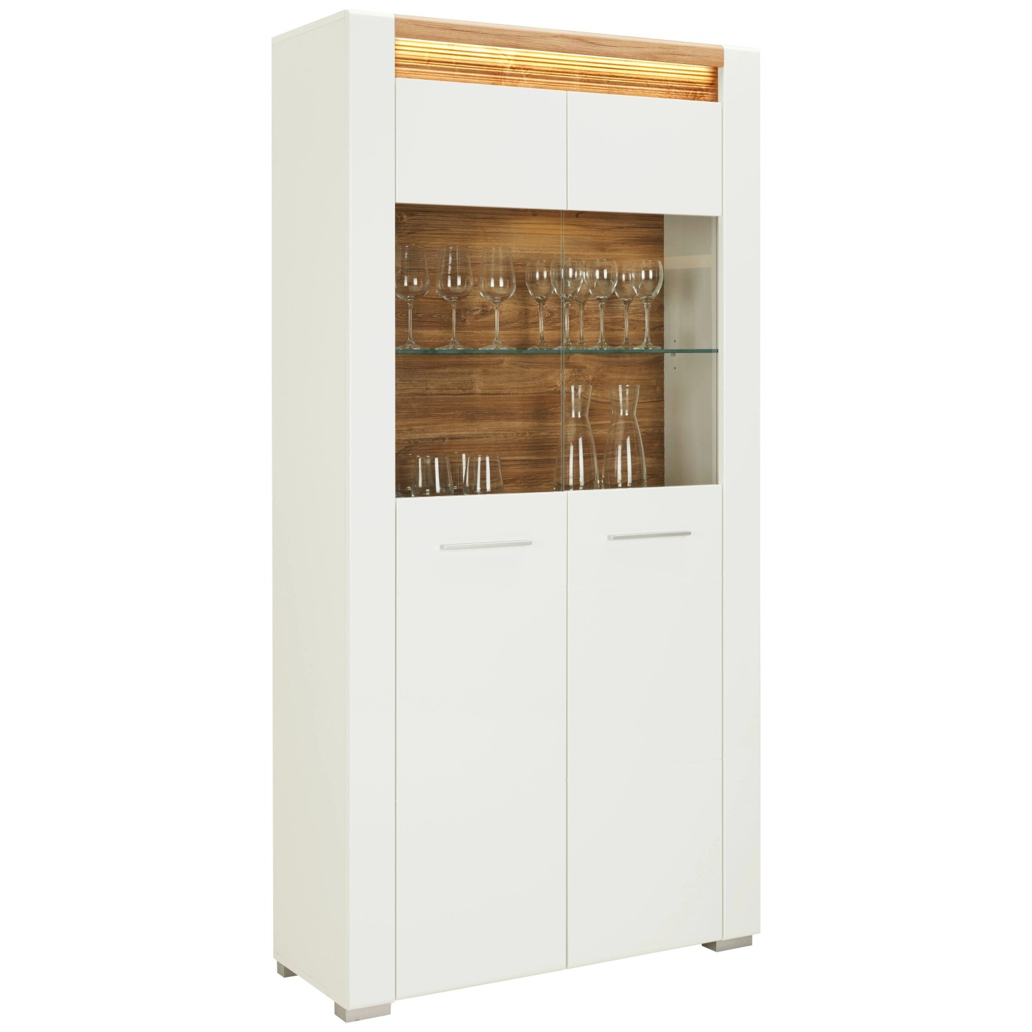 Mömax Vitrine in Weiß Hochglanz