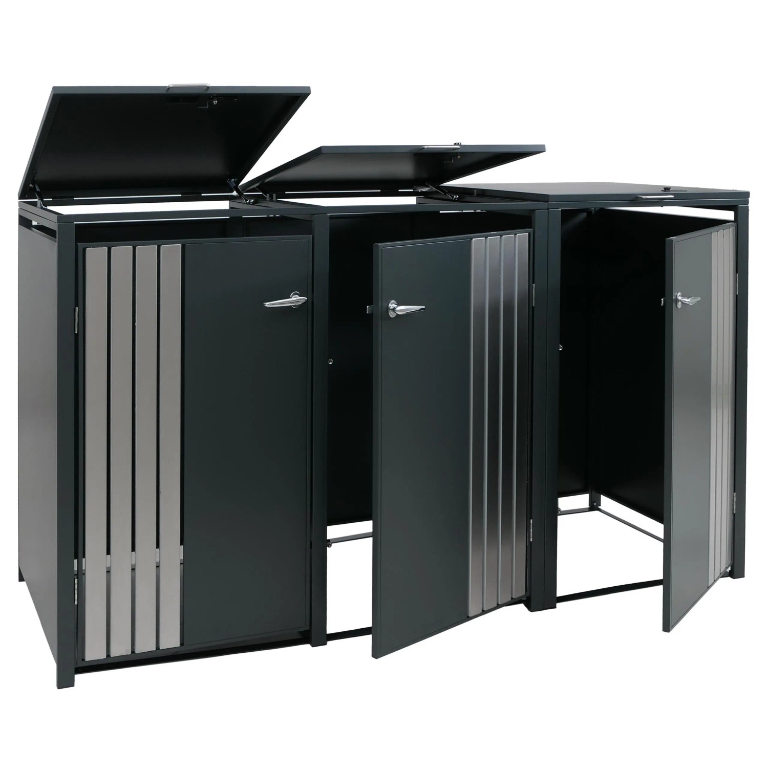 Proregal 3er-Mülltonnenverkleidung Mit Deckel HxBxT 122x200x84 cm Anthrazit günstig online kaufen