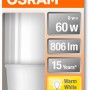 Osram E27 LED-Lampe, 8W, warmweiß, 806 Lumen. Kompaktes Leuchtmittel für Wohnräume.