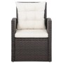 Brauner Rattan-Sessel mit cremefarbenen Polstern, Teil des vidaXL Garten-Lounge-Sets.