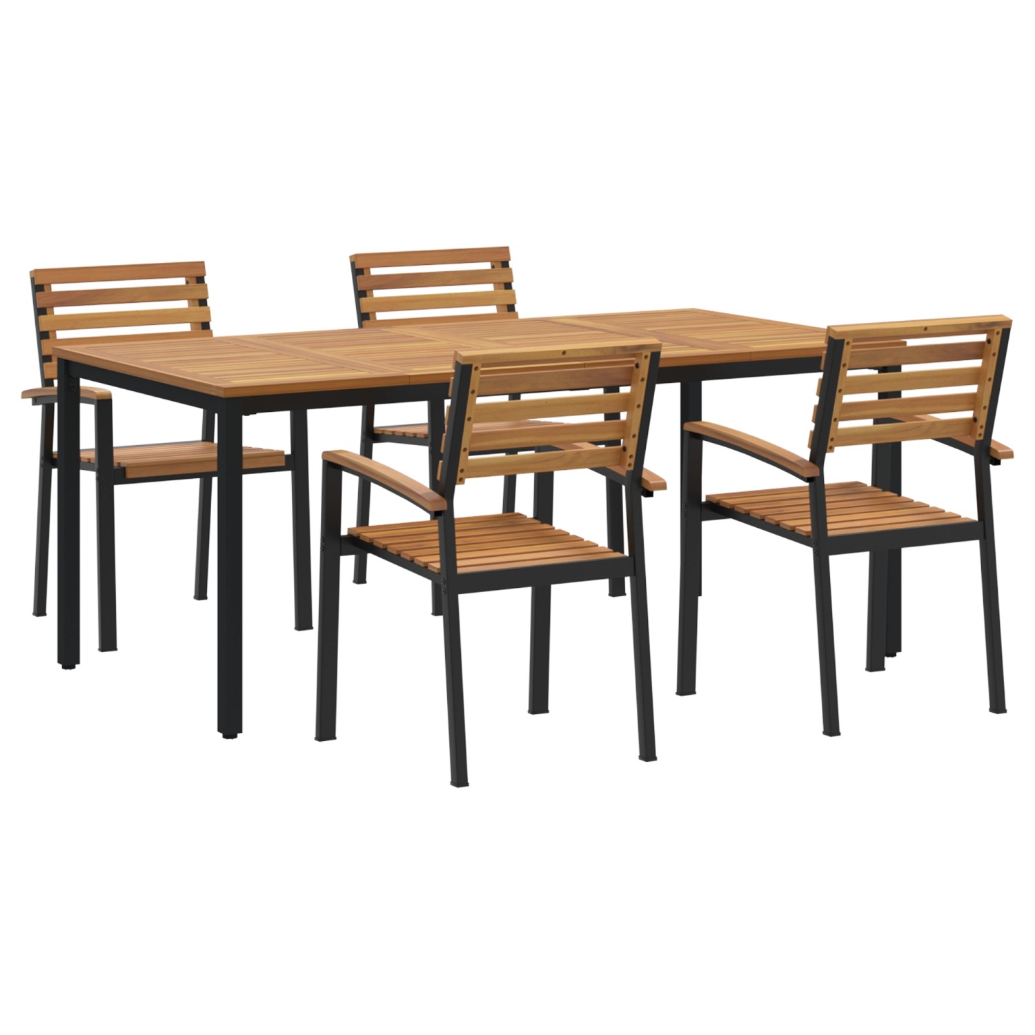vidaXL 5-Teiliges Garten Esszimmer Set aus Akazienholz und Metall 3284401 günstig online kaufen