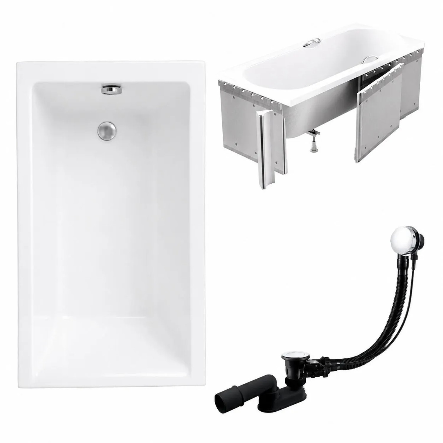 KOLMAN Badewanne Rechteck 120 x 70 Cm Mit Styroporverkleidung Inkl. Ablauf Und Füße