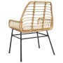 Brauner Poly Rattan Gartenstuhl mit cremeweißem Kissen und schwarzem Stahlgestell. Ideal für Terrasse & Balkon.