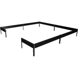 Schwarzer Fundamentrahmen für Halls Gewächshaus Qube+ 88, Stahl, 12 cm hoch.