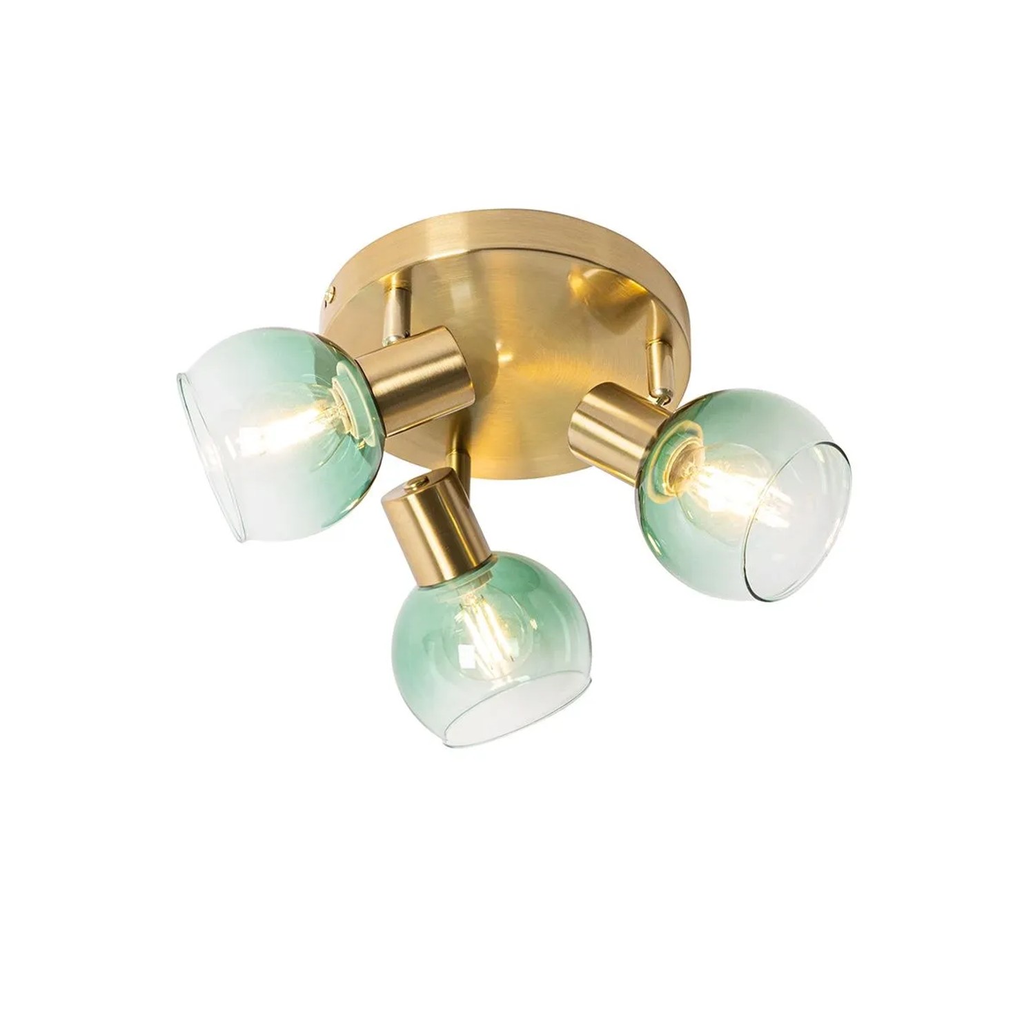 QAZQA Art Deco Deckenlampe Gold mit Grünem Glas 3 Lichter Vidro