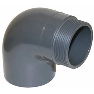 Summer Fun PVC Winkel 90° für Pool Verrohrung, Ø 50 Klebemuffen, grau.