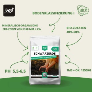 Weißer 50L Sack Schwarzerde für Gemüse, Obst und Pflanzen. Torffreie Pflanzerde für gesundes Wachstum.