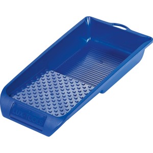 Blaue LUX Farbwanne (32x15cm) aus Kunststoff mit Abstreifgitter für Farbroller und Pinsel.
