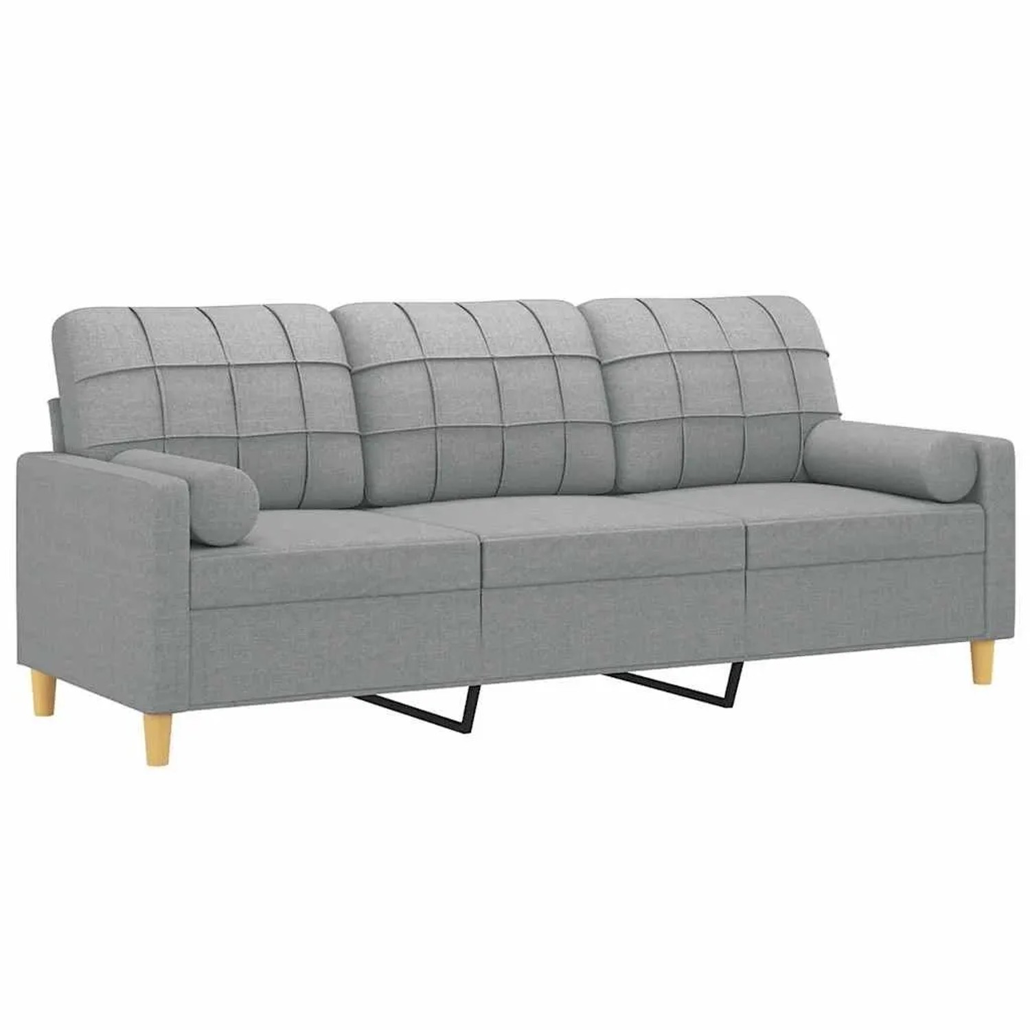 vidaXL 3-Sitzer-Sofa mit Zierkissen Hellgrau 180 cm Stoff 3200790 günstig online kaufen