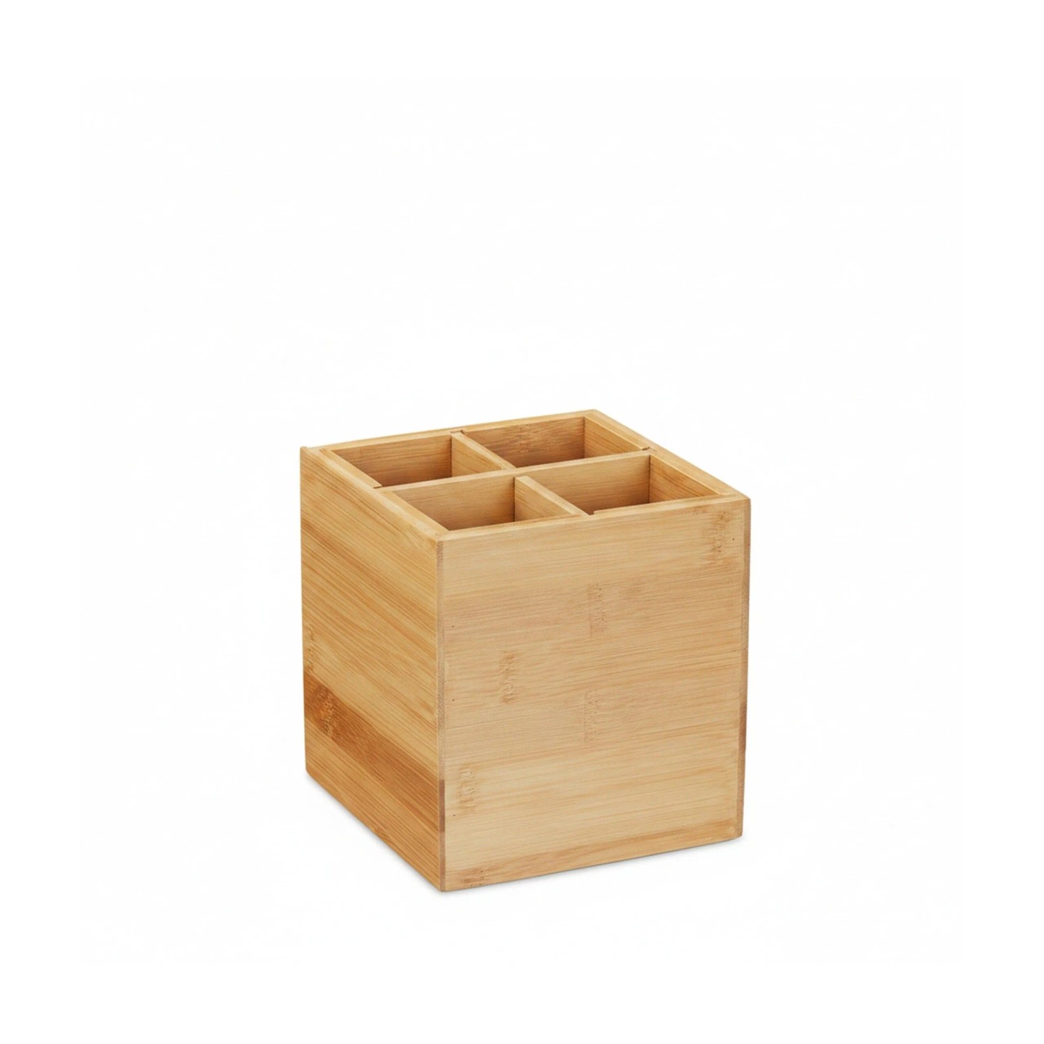 Relaxdays Besteckständer Bambus Natur 4 Fächer Herausnehmbar 14,5 cm x 13,5 cm x 13,5 cm 0,7 kg