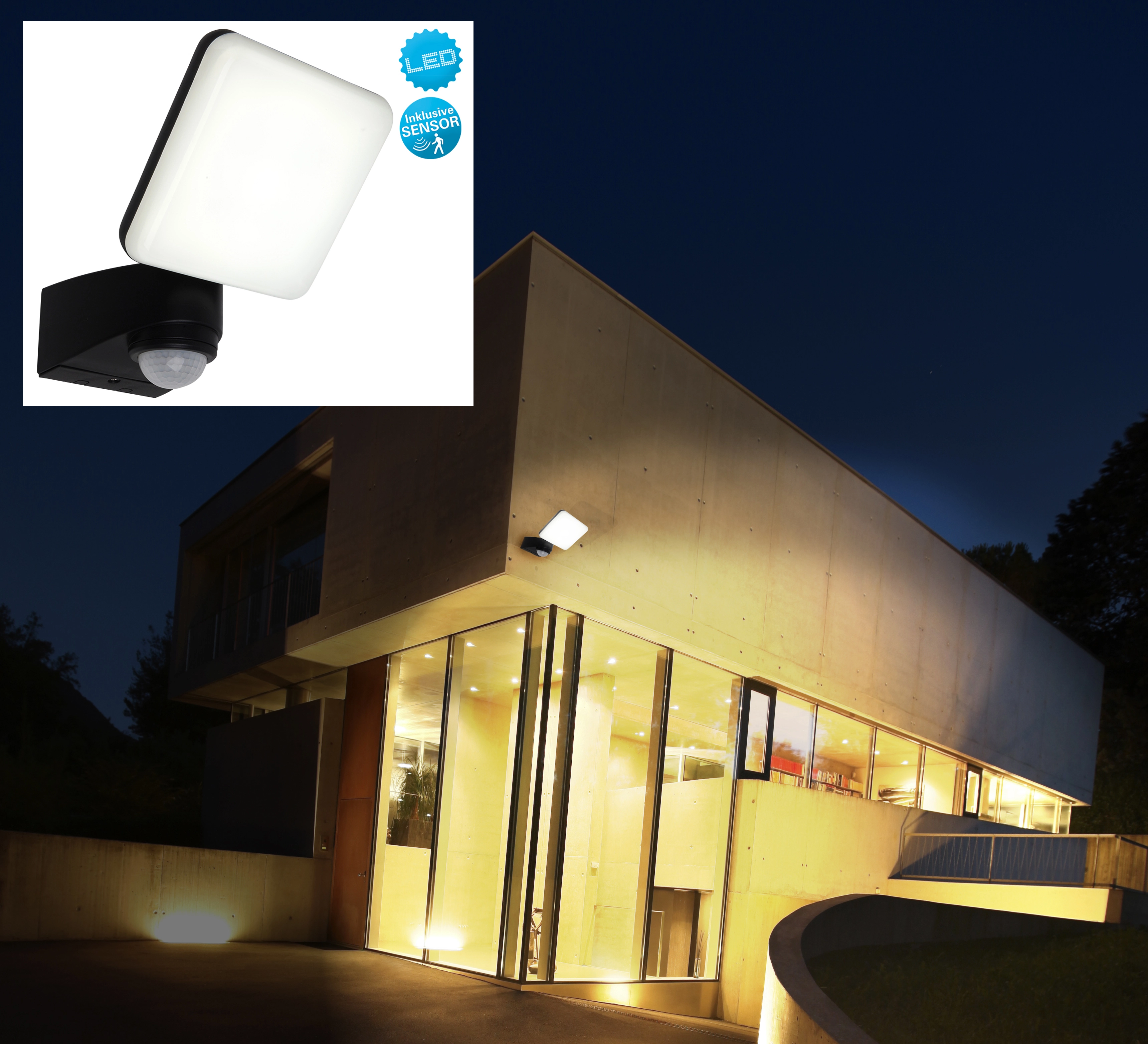 Bewegungsmelder LED-Wand-Außenleuchte mit kaufen Jaro bei I Schwarz OBI 360° Näve