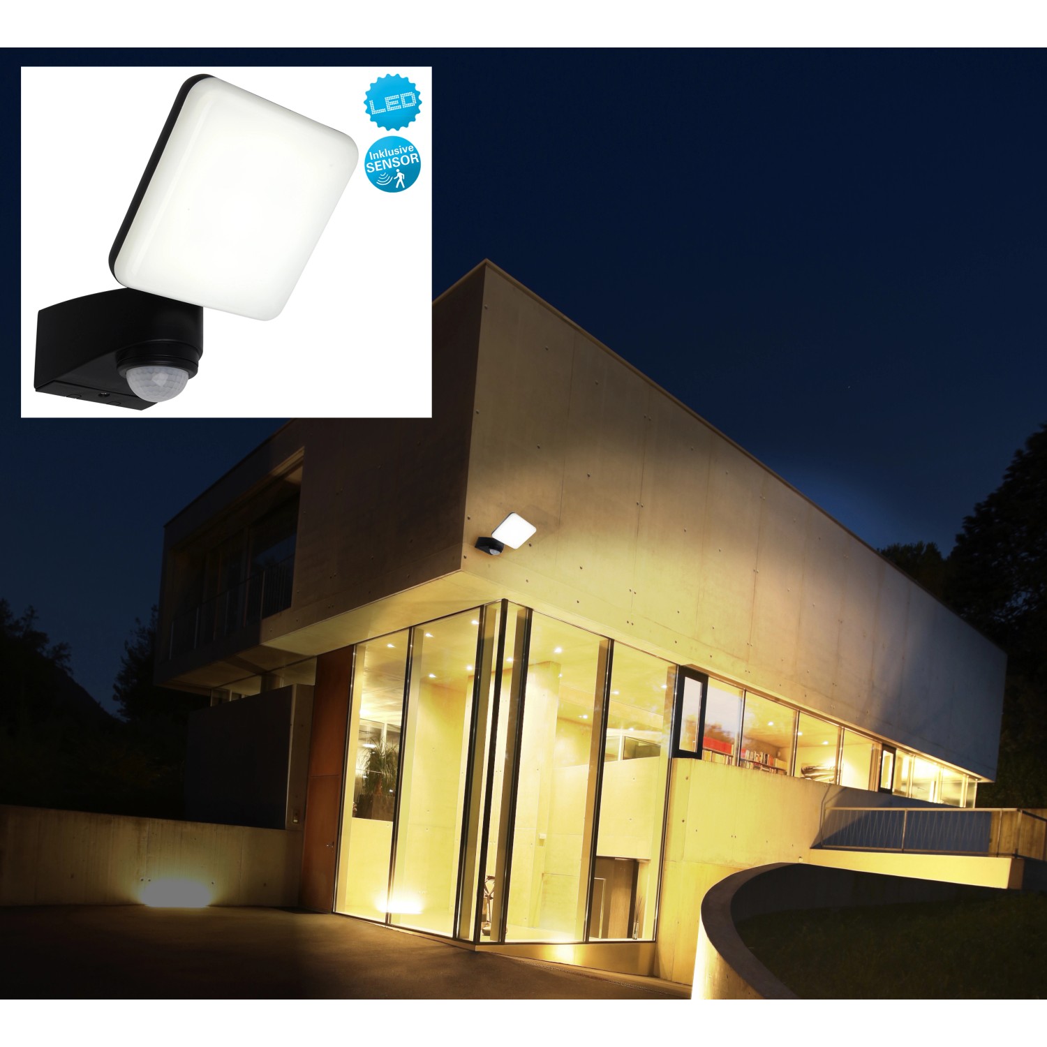 Näve LED-Wand-Außenleuchte Jaro I mit 360° Bewegungsmelder Schwarz kaufen  bei OBI