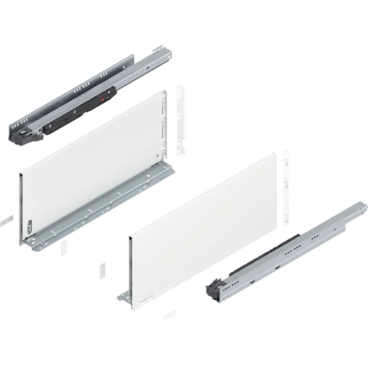 Blum Legrabox Pure Set Höhe F Tip-On Vollauszug 550 mm 70 kg Seidenweiß 1 Paar
