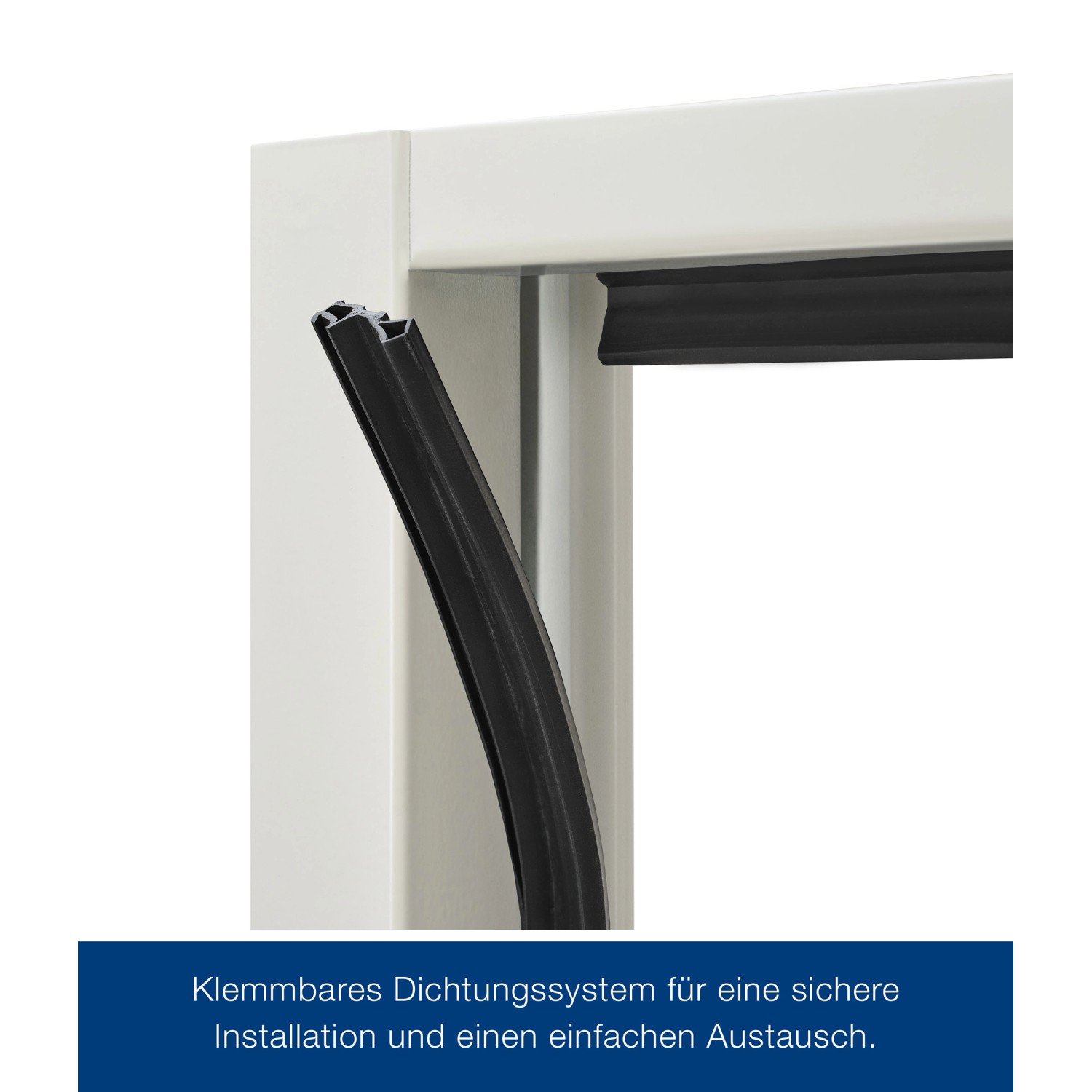 Detailaufnahme der Dichtung einer Hörmann Feuerschutztür in Grauweiß.