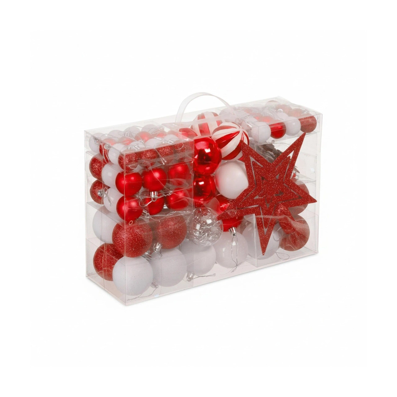 Relaxdays Weihnachtskugeln Kunststoff Rot Matt Glänzend Glitzernd 101er Set