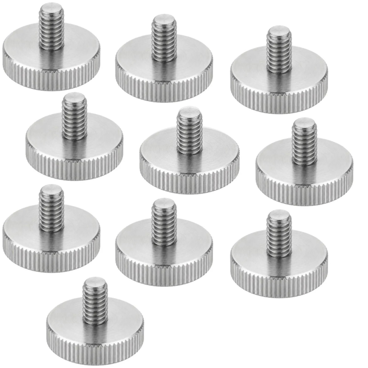 SOTECH 10x Rändelschrauben M3 x 10 mm Flache Ausführung Ohne Schaft Kopf Durchmesser 12 x 2,5 mm DIN 635 Edelstahl V2A SS304