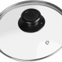 Deckel für Bratring 20/5 aus Glas, Ø 21 cm, mit schwarzem Griff.