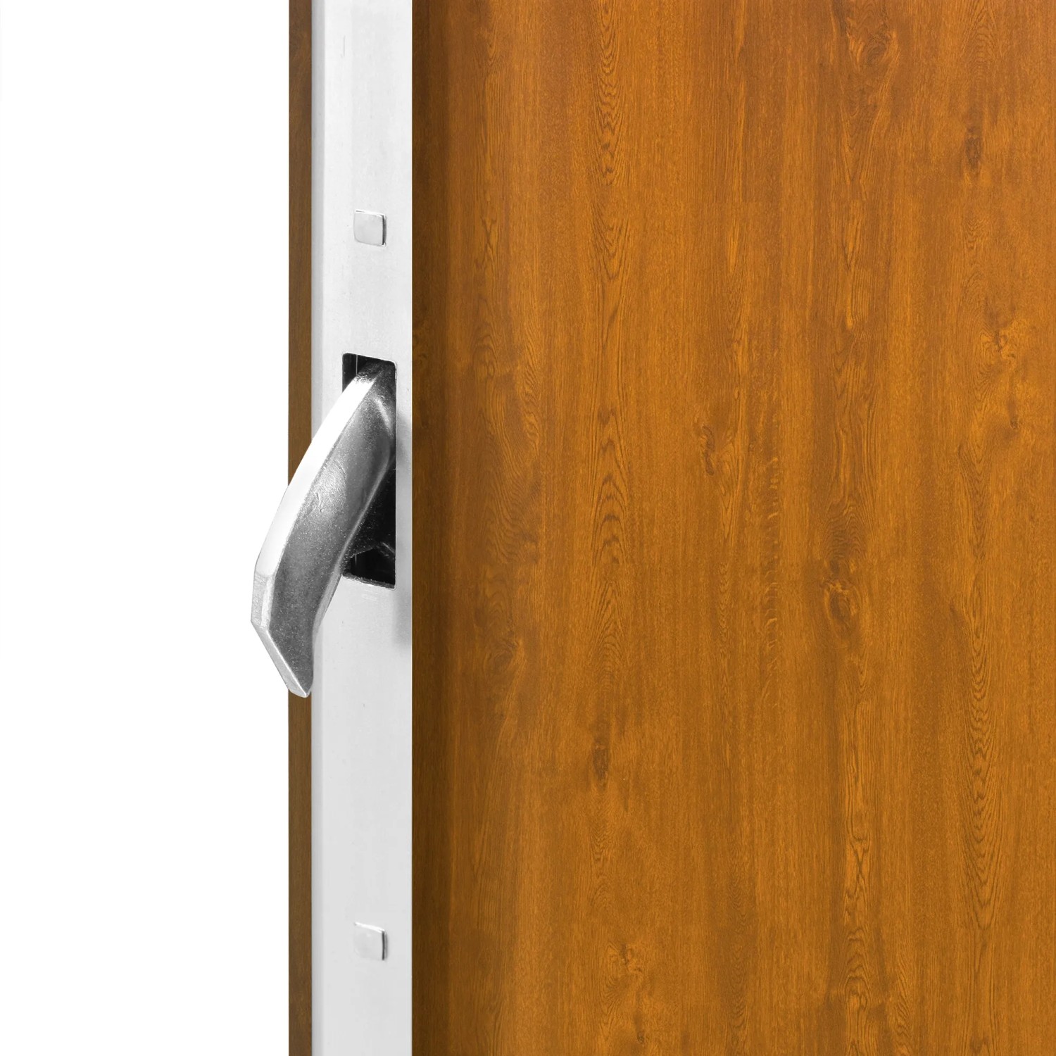 Detailansicht: Splendoor Thermospace Haustür Berlin Prime Golden Oak mit Griff.