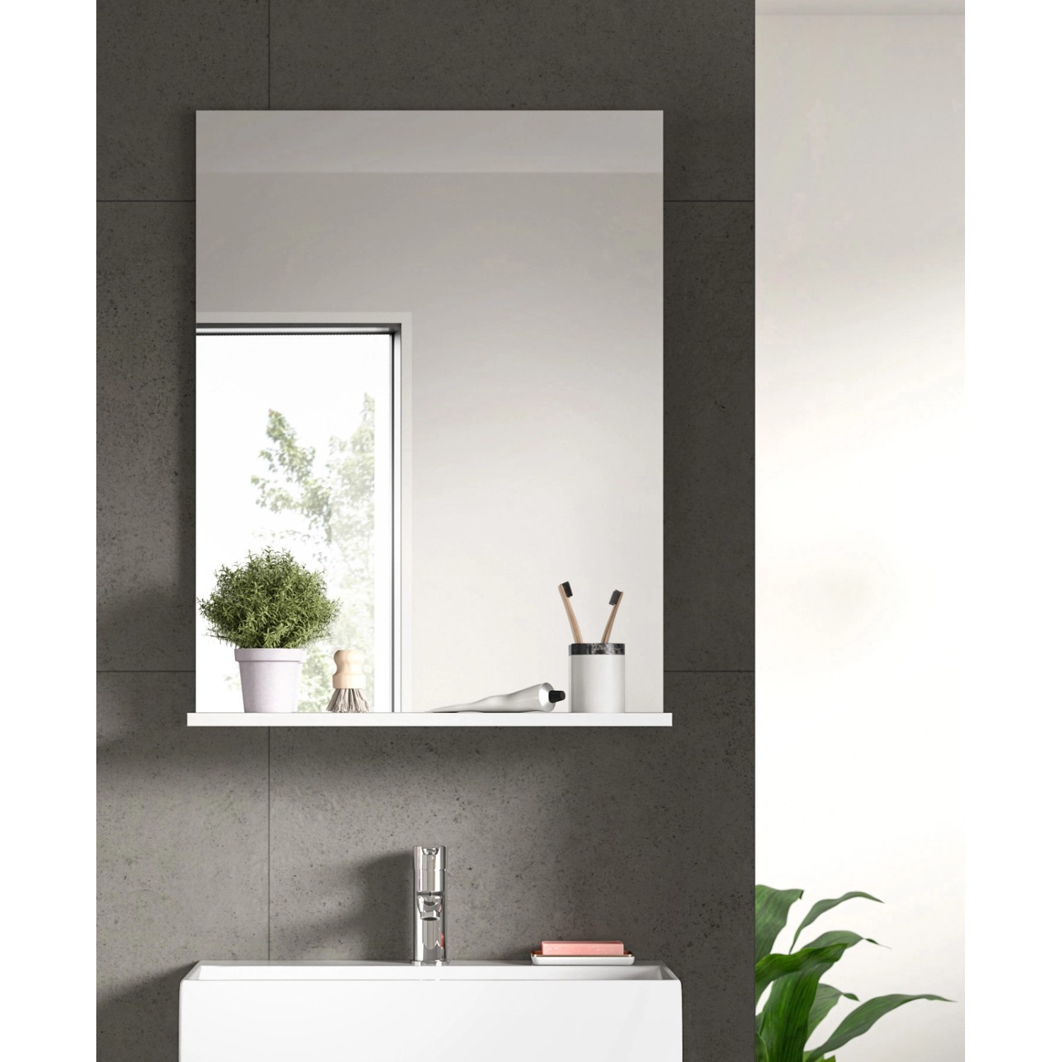 Inn.Furn Badezimmer Spiegel in Weiß 60 x 79 cm Shawn_6