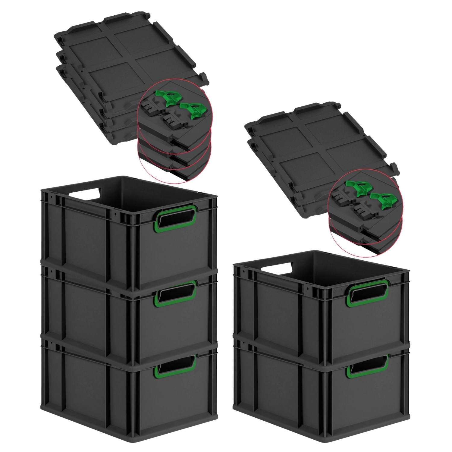 PROREGAL SuperSparSet 5x Eurobox Nextgen Color Mit Scharnierdeckel HxBxT 22 günstig online kaufen