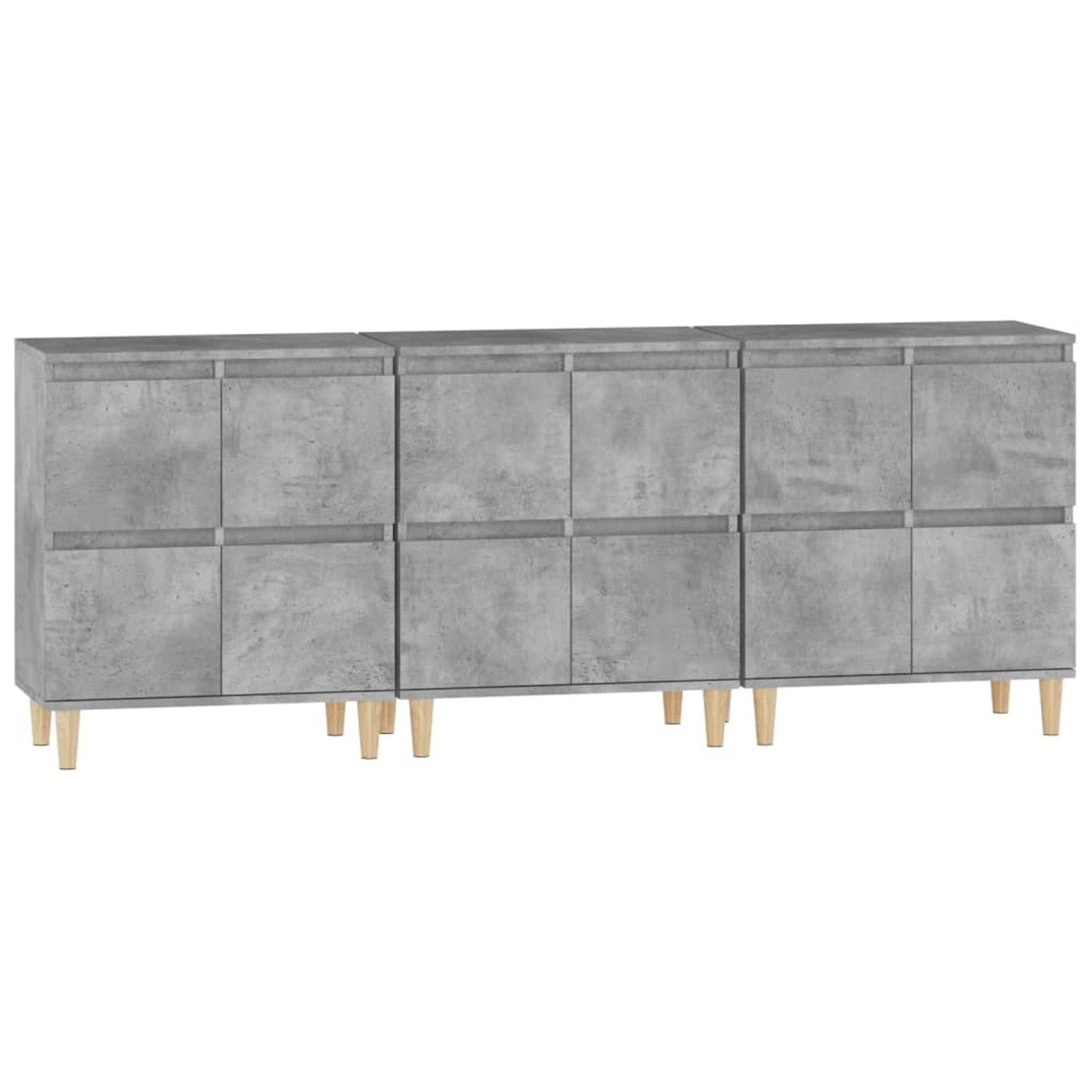 vidaXL Sideboards 3 Stk Betongrau 60x35x70 cm Holzwerkstoff 3185771